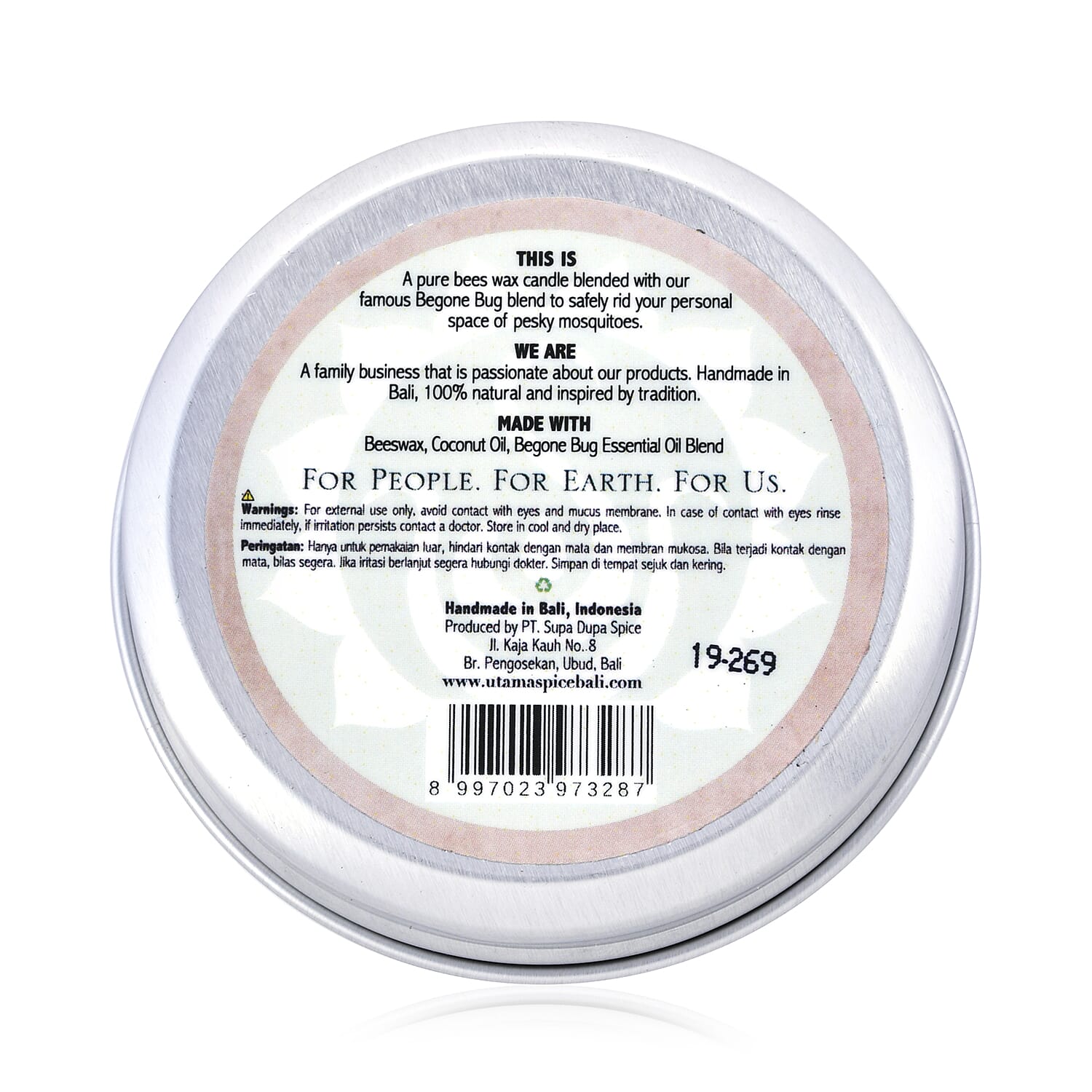 Utama Spice - Pure Beeswax Begone Bug Candle with Citronella Essential Oil