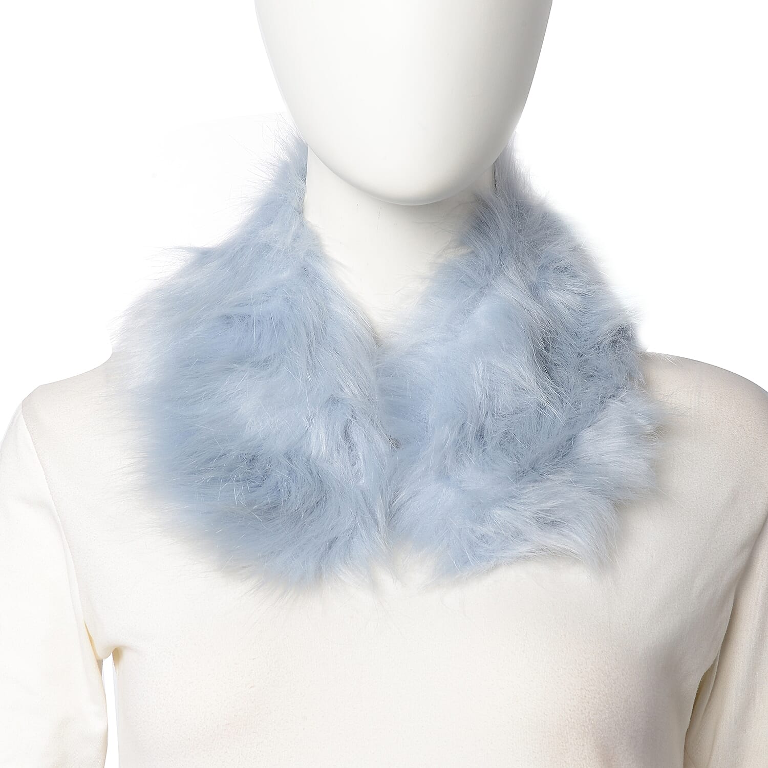 3 Piece Set - Faux Fur Hat, Scarf and Cuff Bracelet - Blue