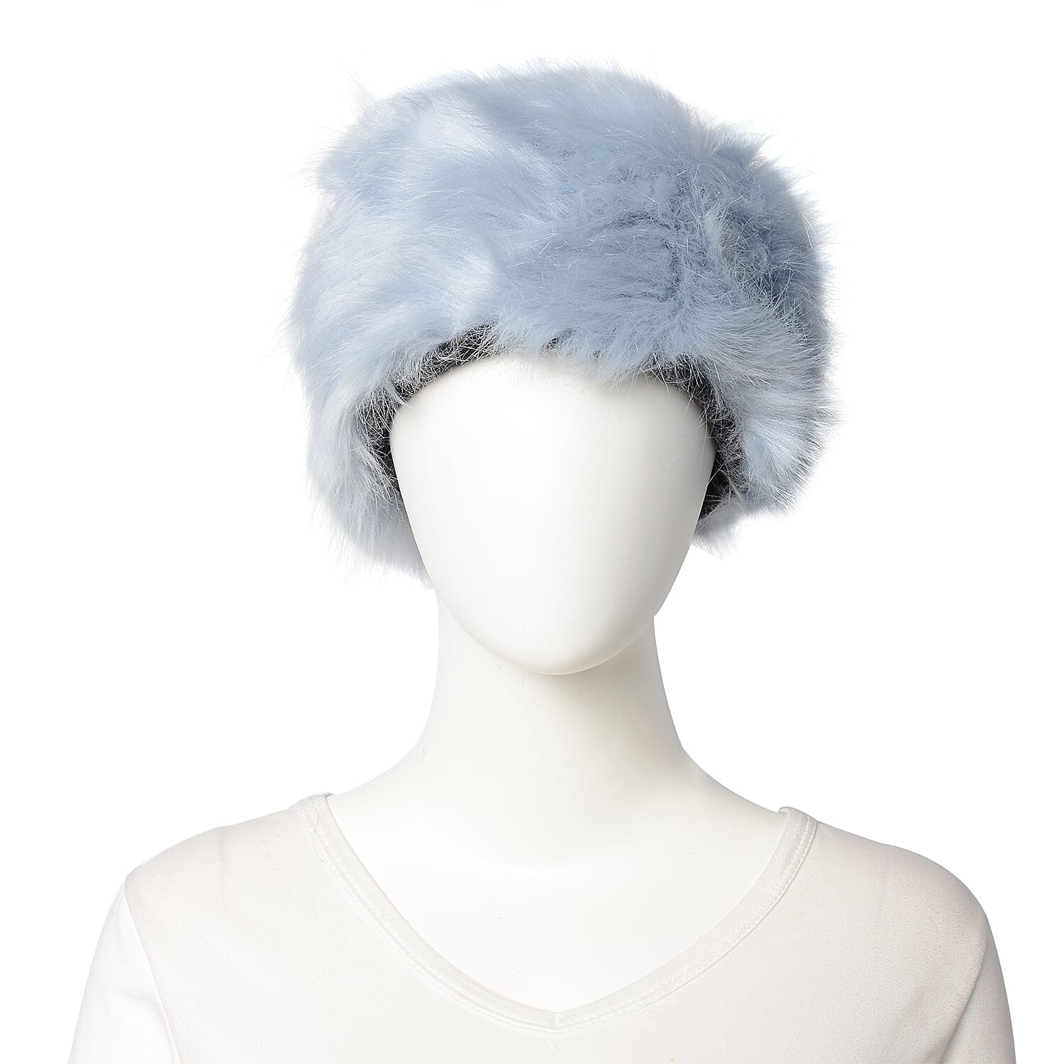 3 Piece Set - Faux Fur Hat, Scarf and Cuff Bracelet - Blue