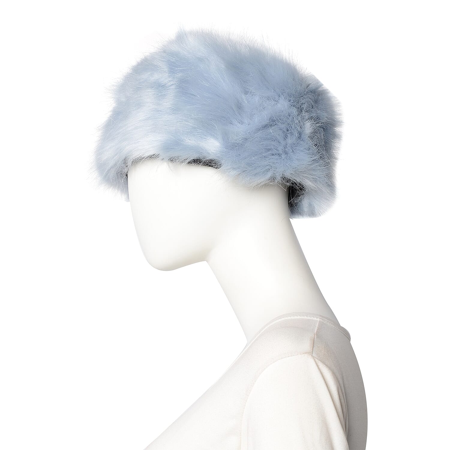 3 Piece Set - Faux Fur Hat, Scarf and Cuff Bracelet - Blue