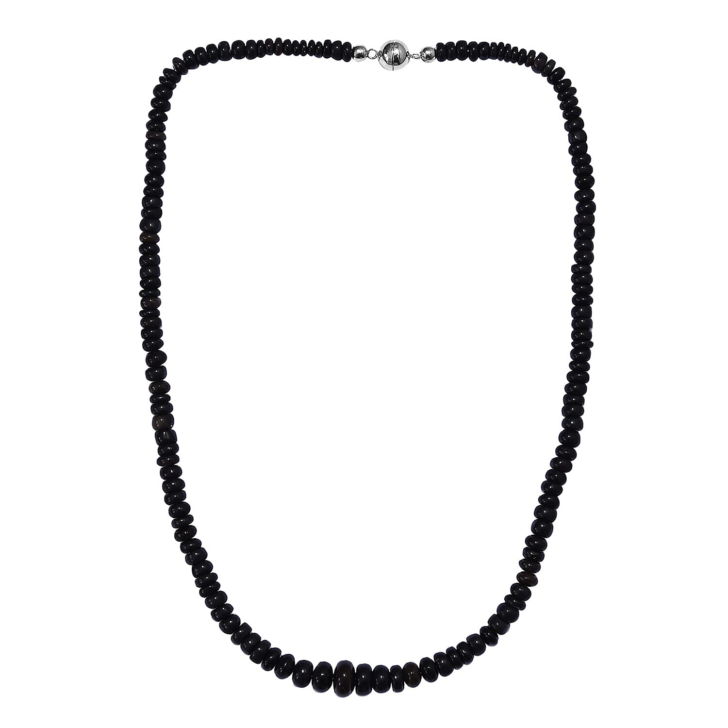 Limited Edition - Ethopian Black Opal Necklace (Size 18) with Magnet Sterling Silver Lock 67.50 Ct.