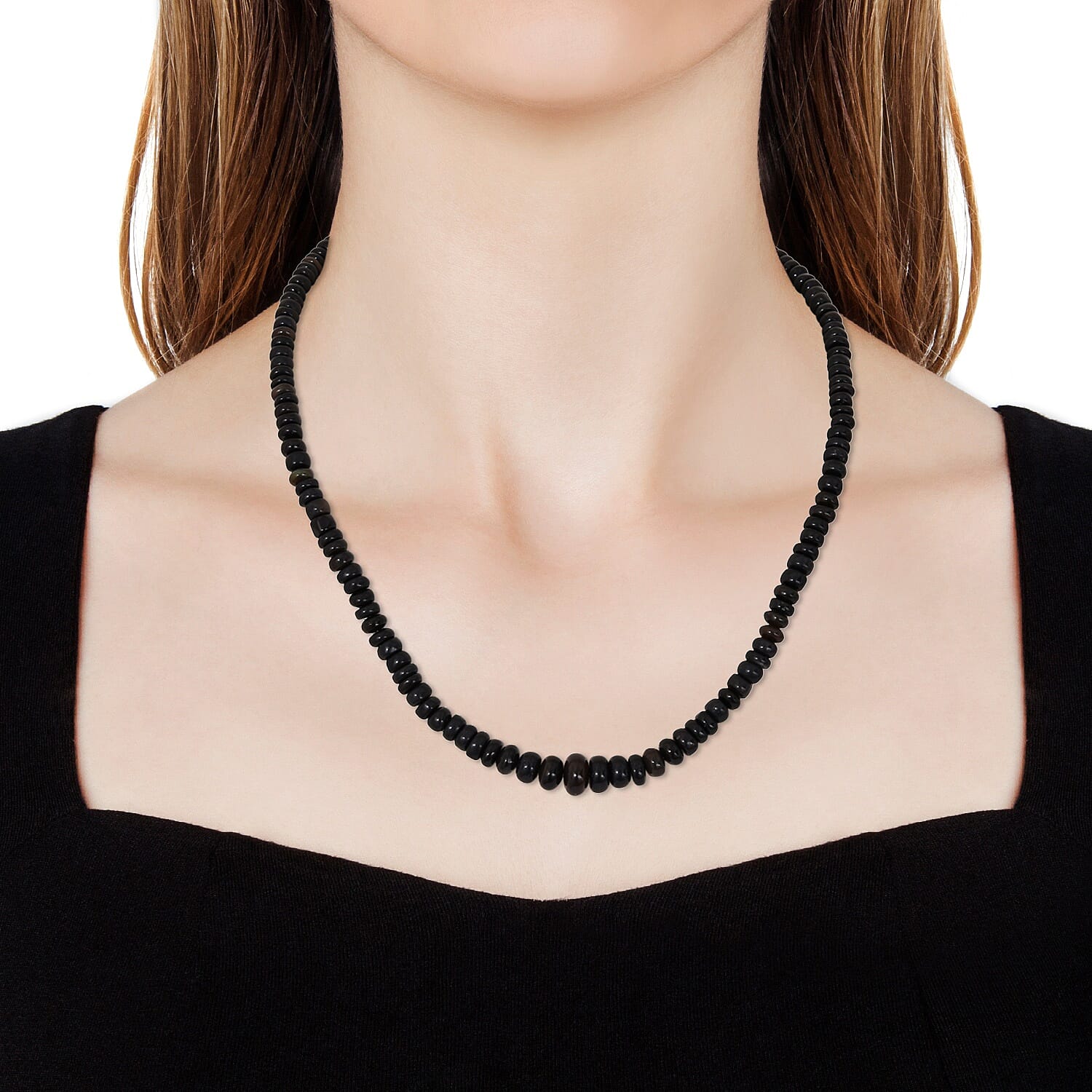 Limited Edition - Ethopian Black Opal Necklace (Size 18) with Magnet Sterling Silver Lock 67.50 Ct.