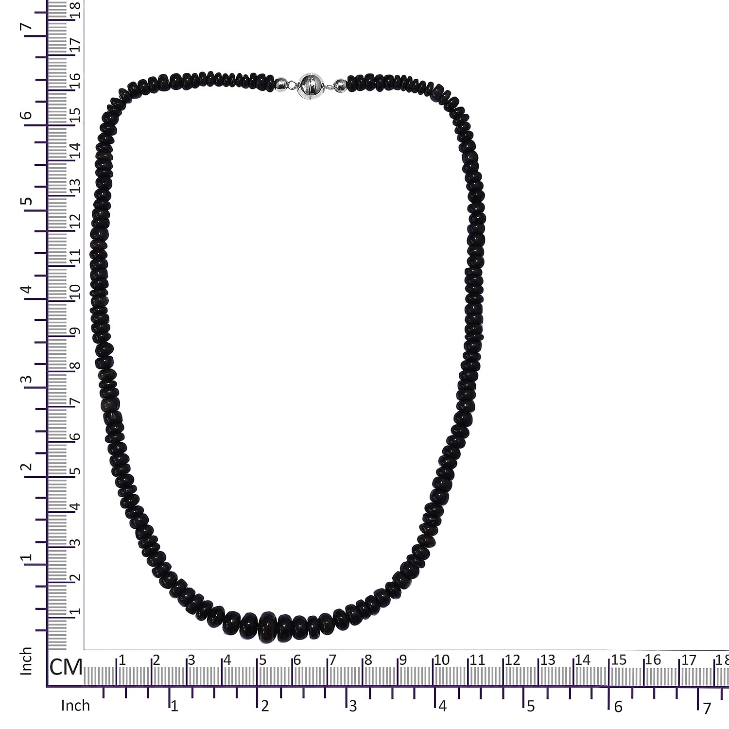 Limited Edition - Ethopian Black Opal Necklace (Size 18) with Magnet Sterling Silver Lock 67.50 Ct.