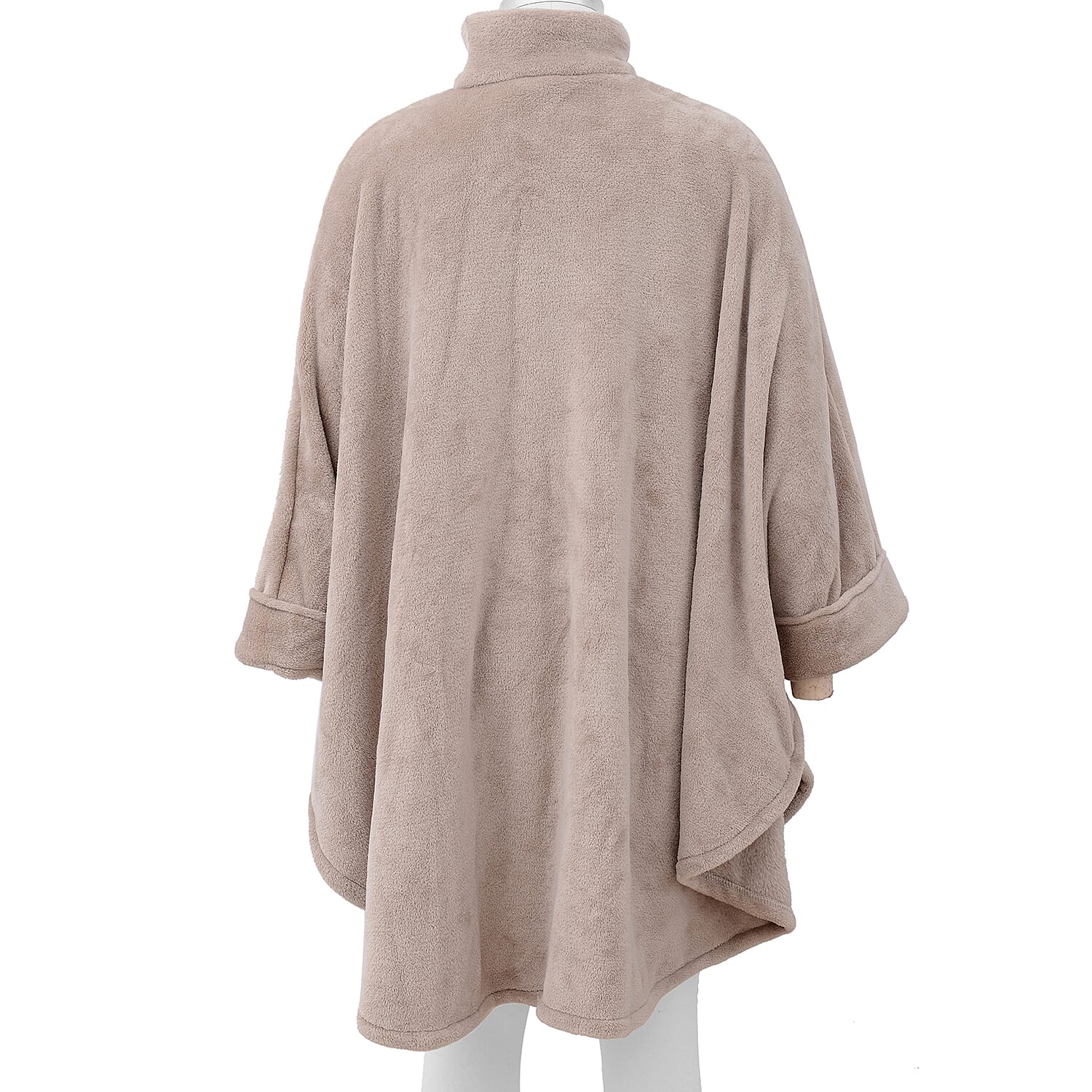 Solid Colour Super Soft Microfibre Jacket with Front Zipper Opening - Beige