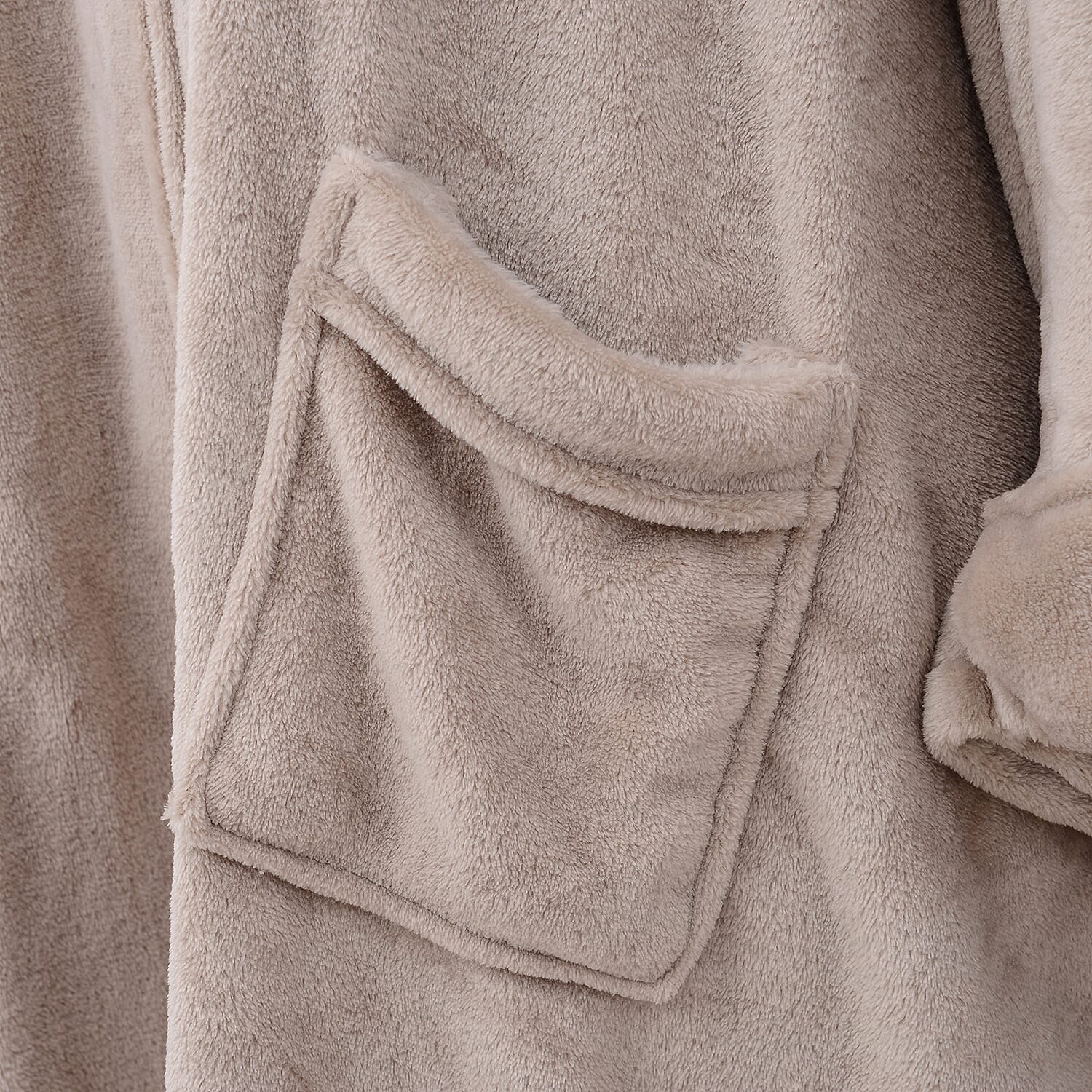 Solid Colour Super Soft Microfibre Jacket with Front Zipper Opening - Beige