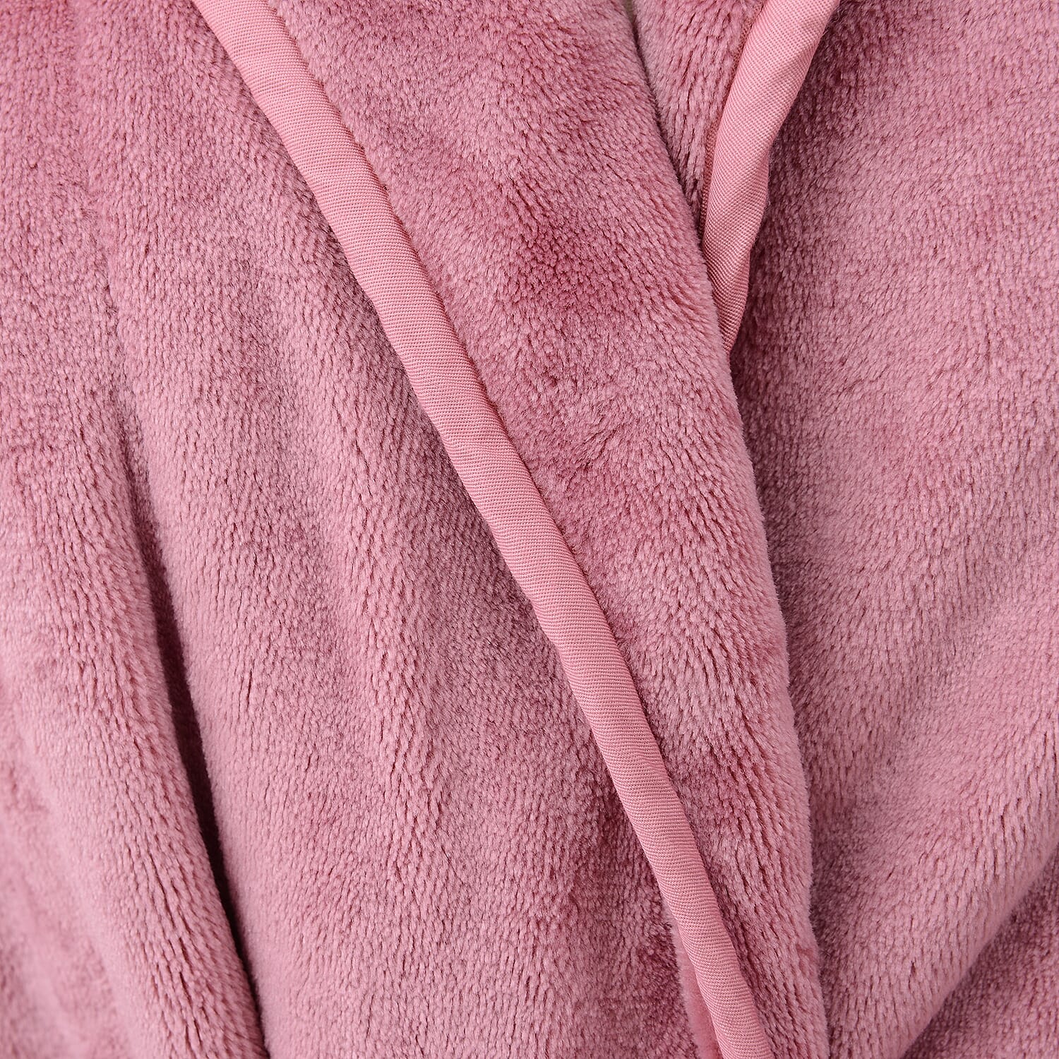 Microfibre Soft Flannel Shawl Collar Dressing Gown with Pocket (Size 65x115 Cm) - Dusky Pink