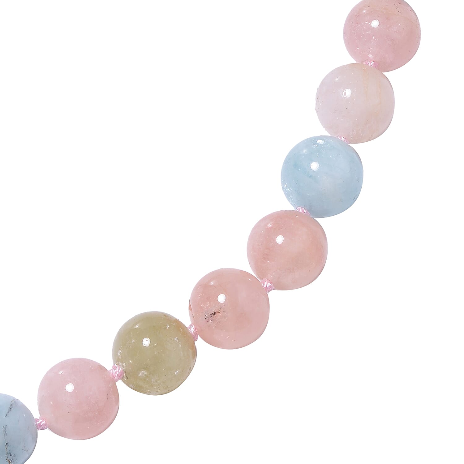 Premium Size Multi Beryl (Rnd 11-13mm) Necklace (Size 20) in Rhodium Overlay Sterling Silver with Magnetic Lock  464.50 Ct.