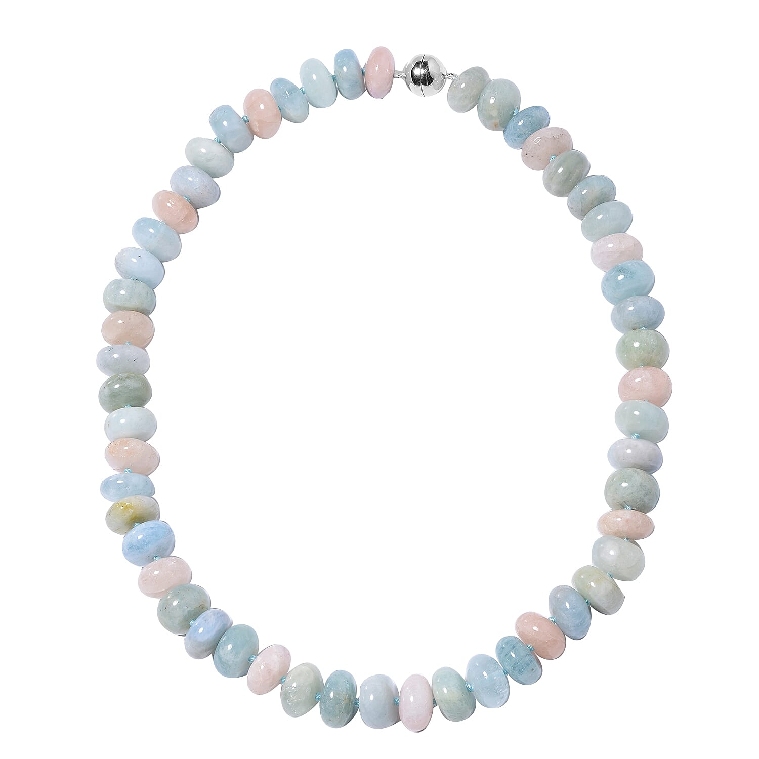 Extremely Rare Shape-Multi Beryl Necklace (Size 20) with Magnetic Lock in Rhodium Overlay Sterling Silver  700.00 Ct.