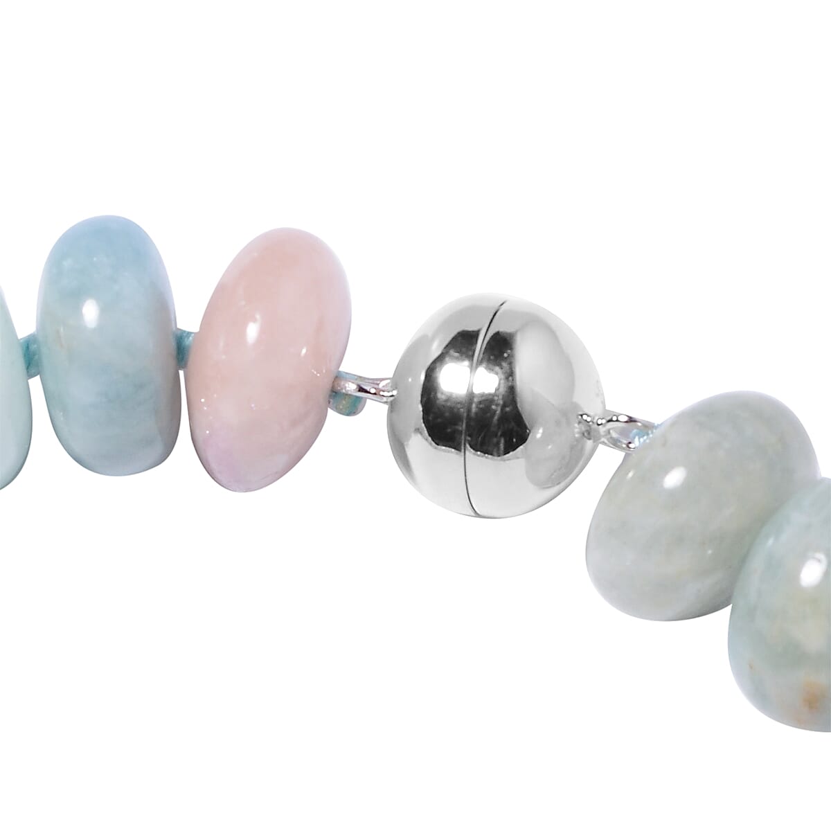 Extremely Rare Shape-Multi Beryl Necklace (Size 20) with Magnetic Lock in Rhodium Overlay Sterling Silver  700.00 Ct.