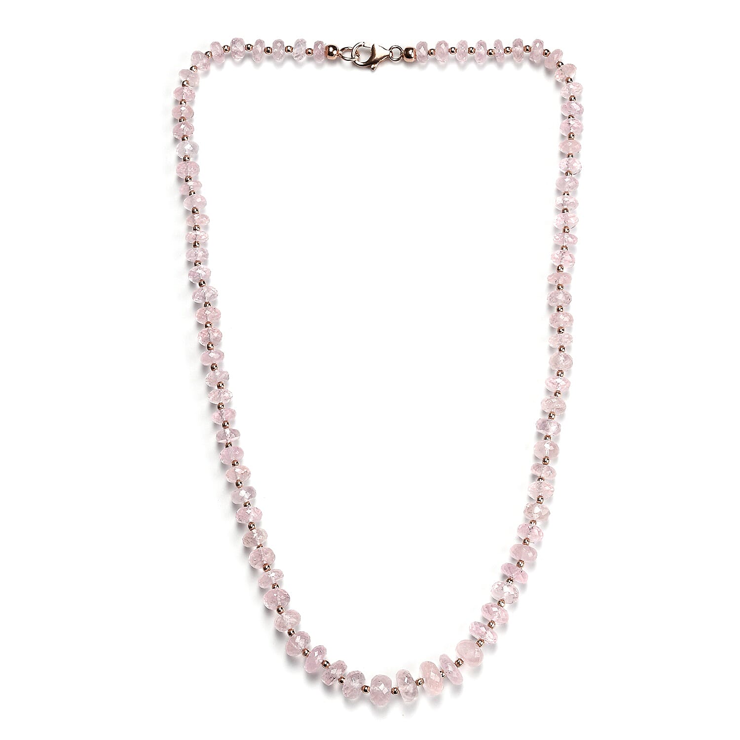 Collectors Edition - AAA Faceted Morganite (Rnd) Necklace (Size 20) in Rose Gold Overlay Sterling Silver 130.00 Ct.
