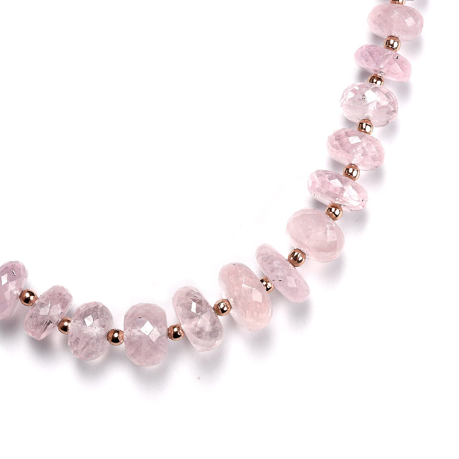 Collectors Edition - AAA Faceted Morganite (Rnd) Necklace (Size 20) in Rose Gold Overlay Sterling Silver 130.00 Ct.