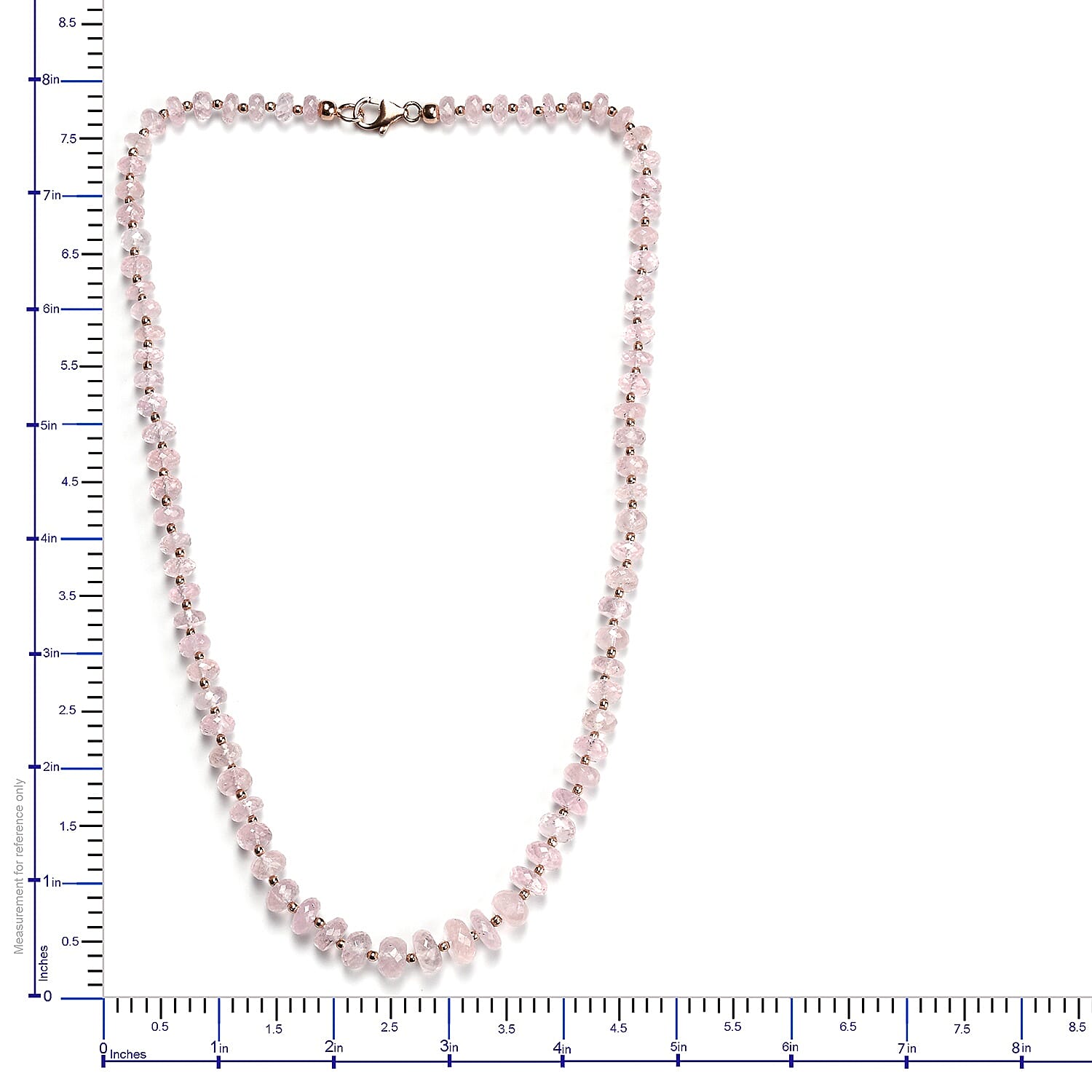 Collectors Edition - AAA Faceted Morganite (Rnd) Necklace (Size 20) in Rose Gold Overlay Sterling Silver 130.00 Ct.