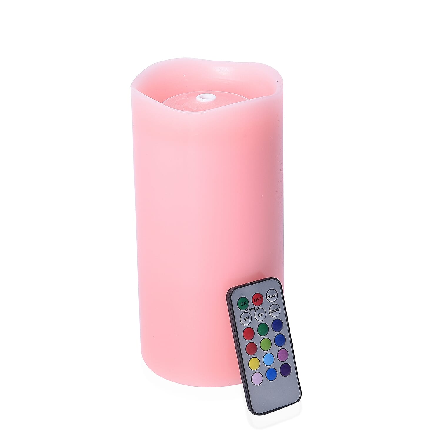 Real Wax Flameless Multicolour LED Water Fountain Candle with Remote Control (Size 10x10x20 Cm) - Pink (3xAA Battery not Included)