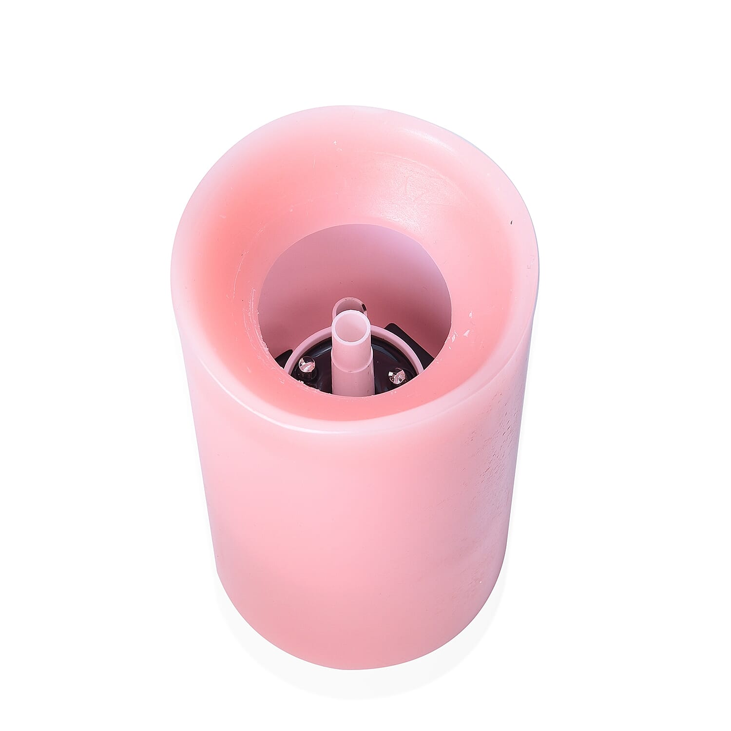Real Wax Flameless Multicolour LED Water Fountain Candle with Remote Control (Size 10x10x20 Cm) - Pink (3xAA Battery not Included)