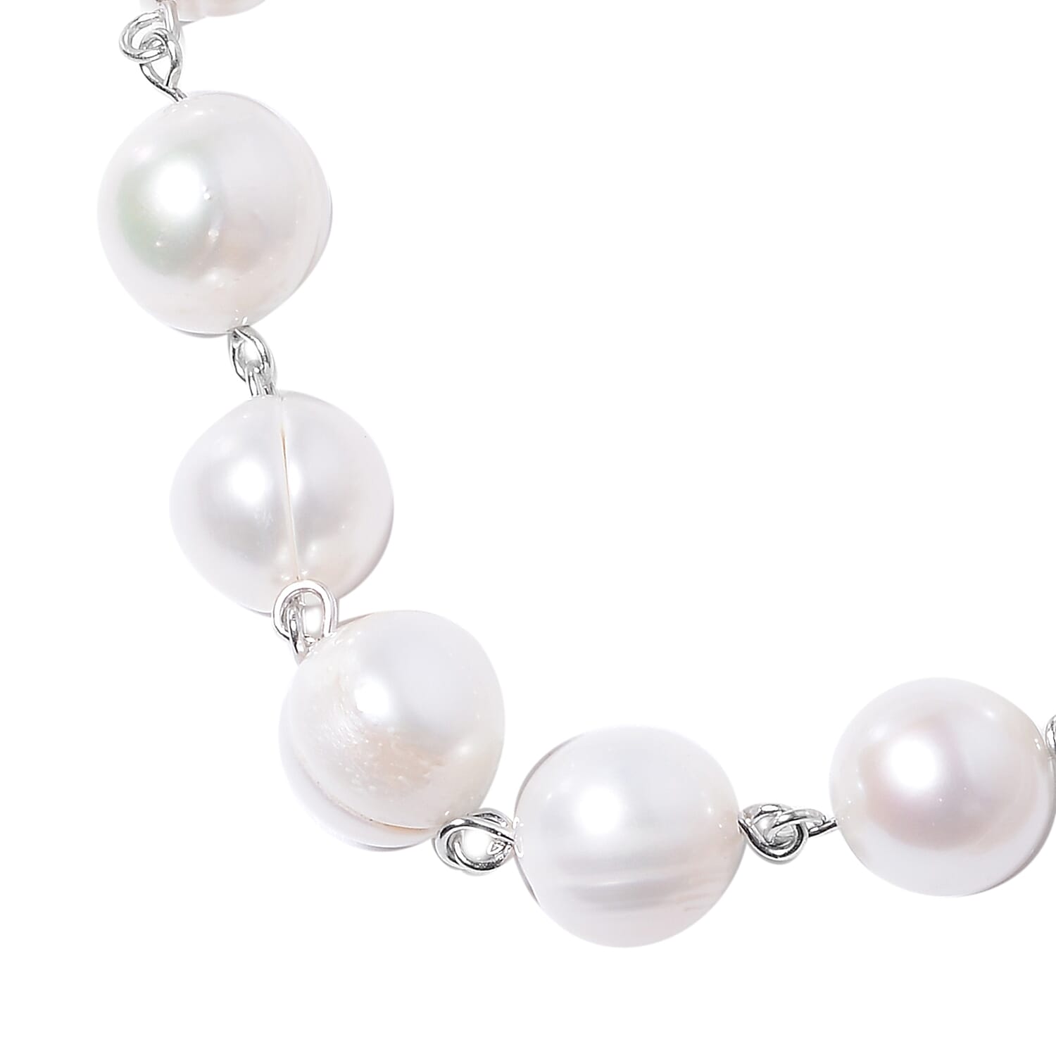 Jardin Collection - 2 Piece Set - Freshwater Pearl and Pink Mother of Pearl Necklace (Size 20) and Hook Earrings in Rhodium Overlay Sterling Silver, Silver wt 5.00 Gms