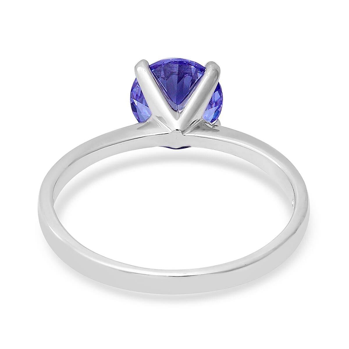 ELANZA Swiss Star Colour Change Blue and Pink Cubic Zirconia (Rnd) Solitaire Ring in Rhodium Overlay Sterling Silver