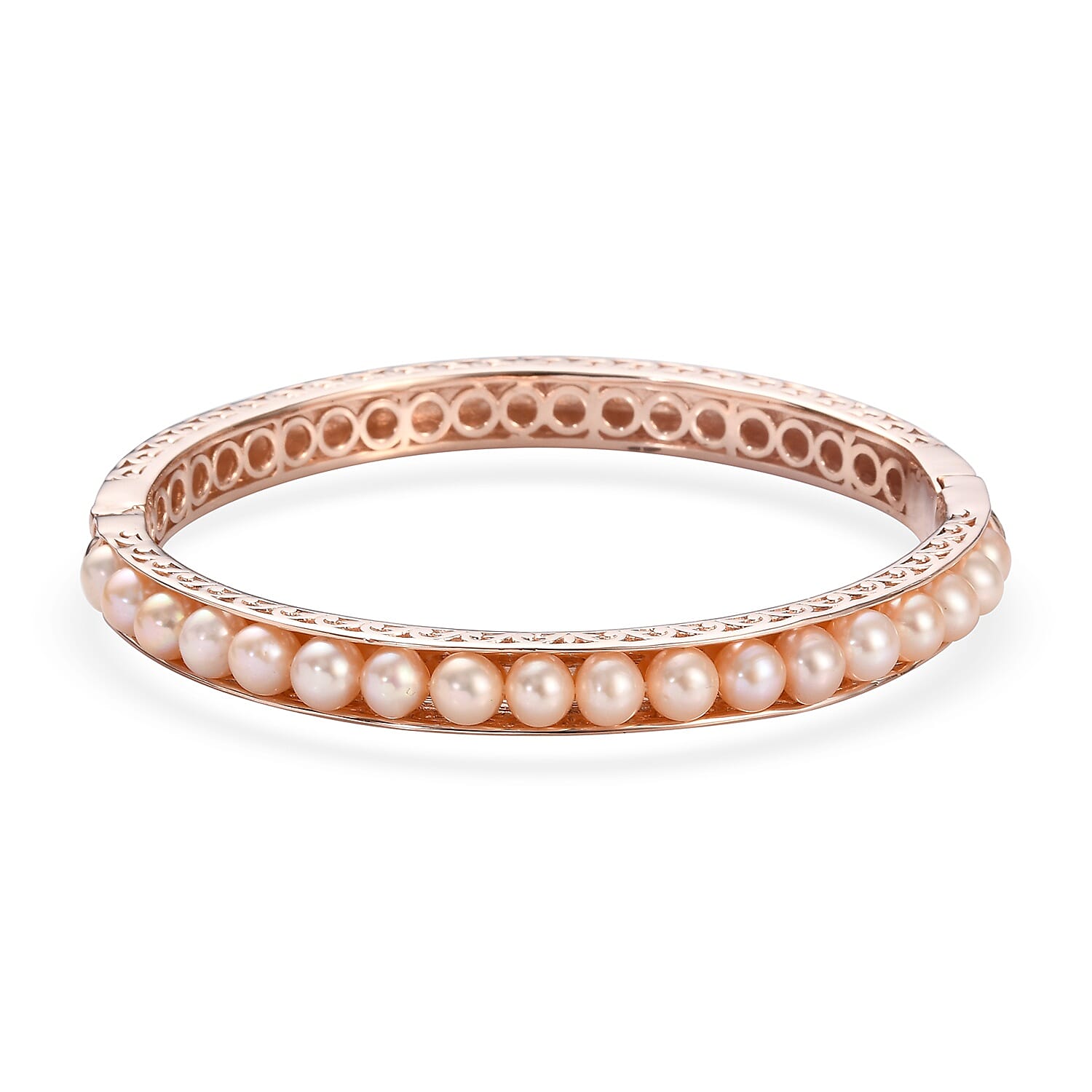 Freshwater Pink Pearl Bangle (Size 7.5) in Rose Gold Tone