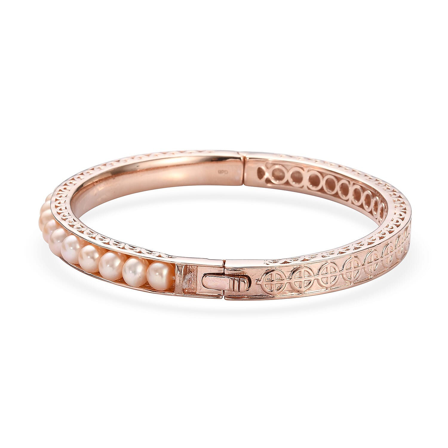 Freshwater Pink Pearl Bangle (Size 7.5) in Rose Gold Tone