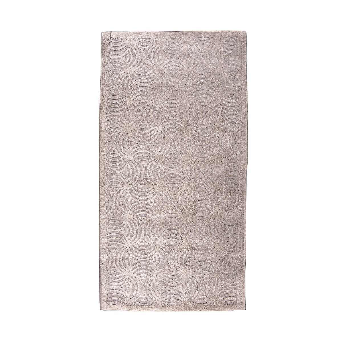Vivaz Collection - Abstract Circular Geometric Pattern Jacquard Carpet (Size 75x150 Cm) - Grey