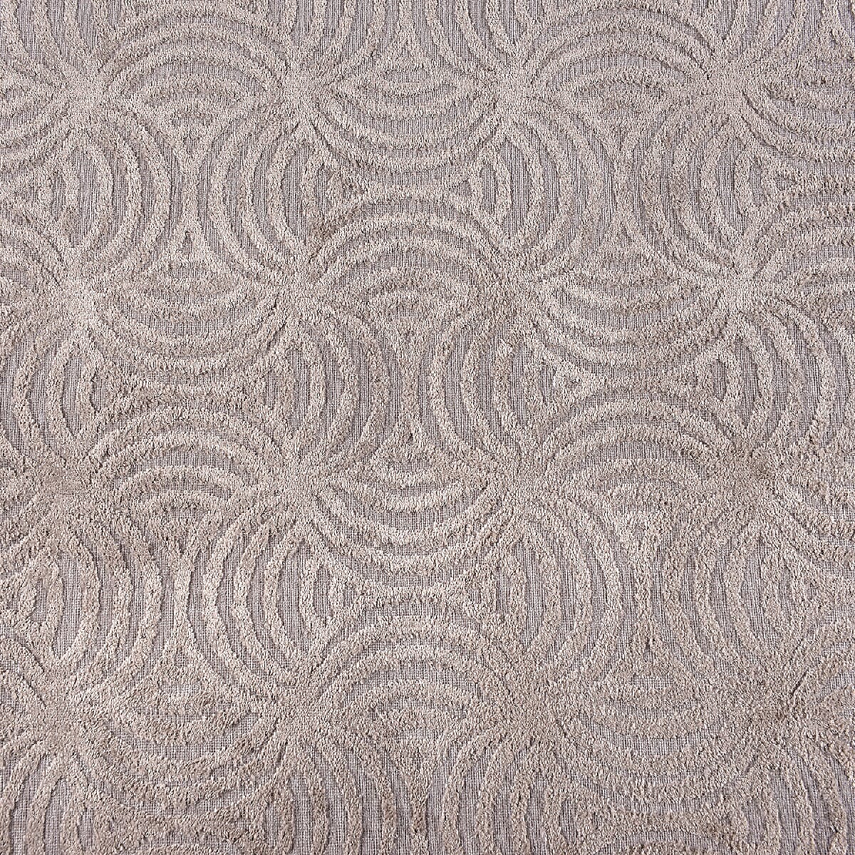 Vivaz Collection - Abstract Circular Geometric Pattern Jacquard Carpet (Size 75x150 Cm) - Grey