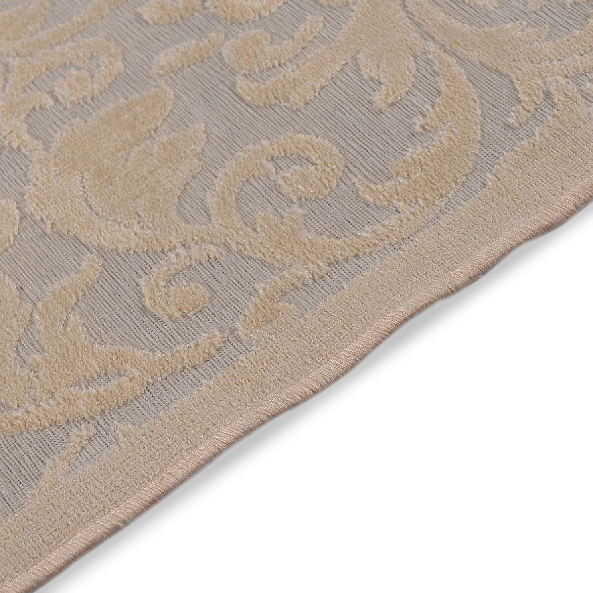 Vivaz Collection - Jaal- Damask Pattern Jacquard Carpet (Size 75x150 Cm) - Ivory
