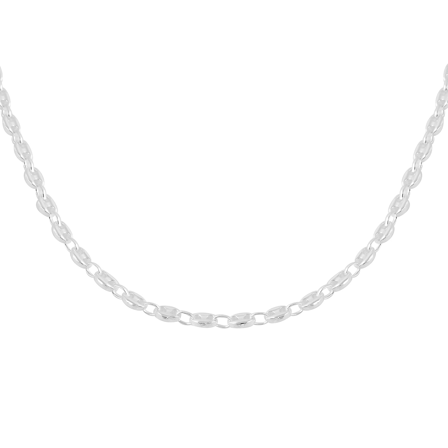 Italian Made Rhodium Overlay Sterling Silver Mariner Necklace (Size 20), Silver wt 16.46 Gms