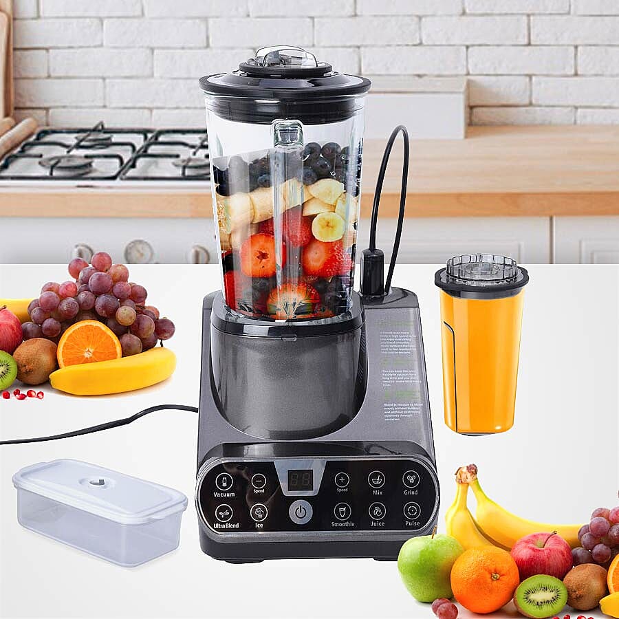 Multipurpose 25000-28000 RPM Vacuum Table Blender (1.5 L) (Including a Vacuum Bottle, a Vacuum Container and Two Vacuum Bags) - Grey