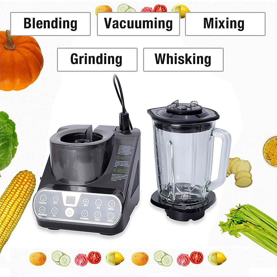 Multipurpose 25000-28000 RPM Vacuum Table Blender (1.5 L) (Including a Vacuum Bottle, a Vacuum Container and Two Vacuum Bags) - Grey