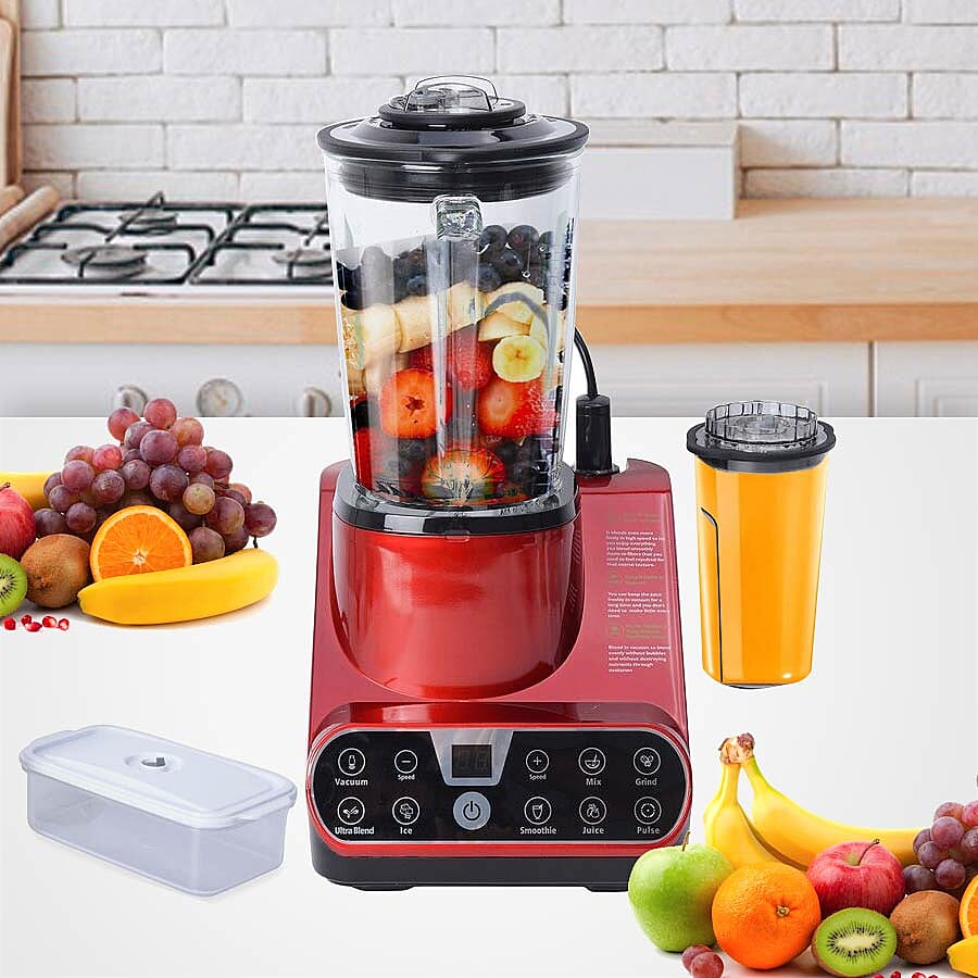 Super Auction- Multipurpose 25000-28000 RPM Vacuum Table Blender (1.5 L) (Including a Vacuum Bottle, a Vacuum Container and Two Vacuum Bags) - Red