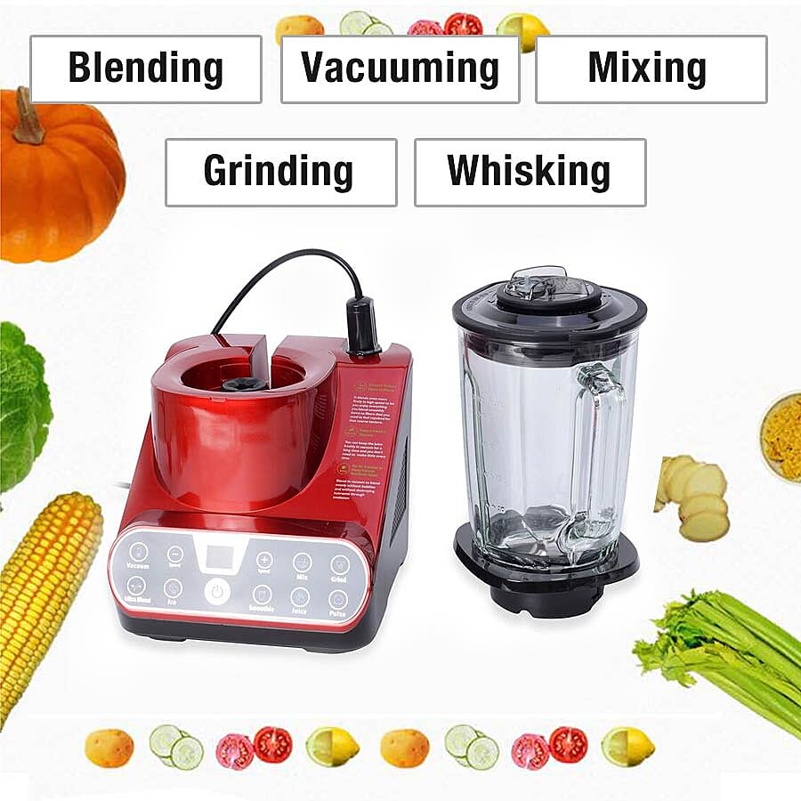 Super Auction- Multipurpose 25000-28000 RPM Vacuum Table Blender (1.5 L) (Including a Vacuum Bottle, a Vacuum Container and Two Vacuum Bags) - Red