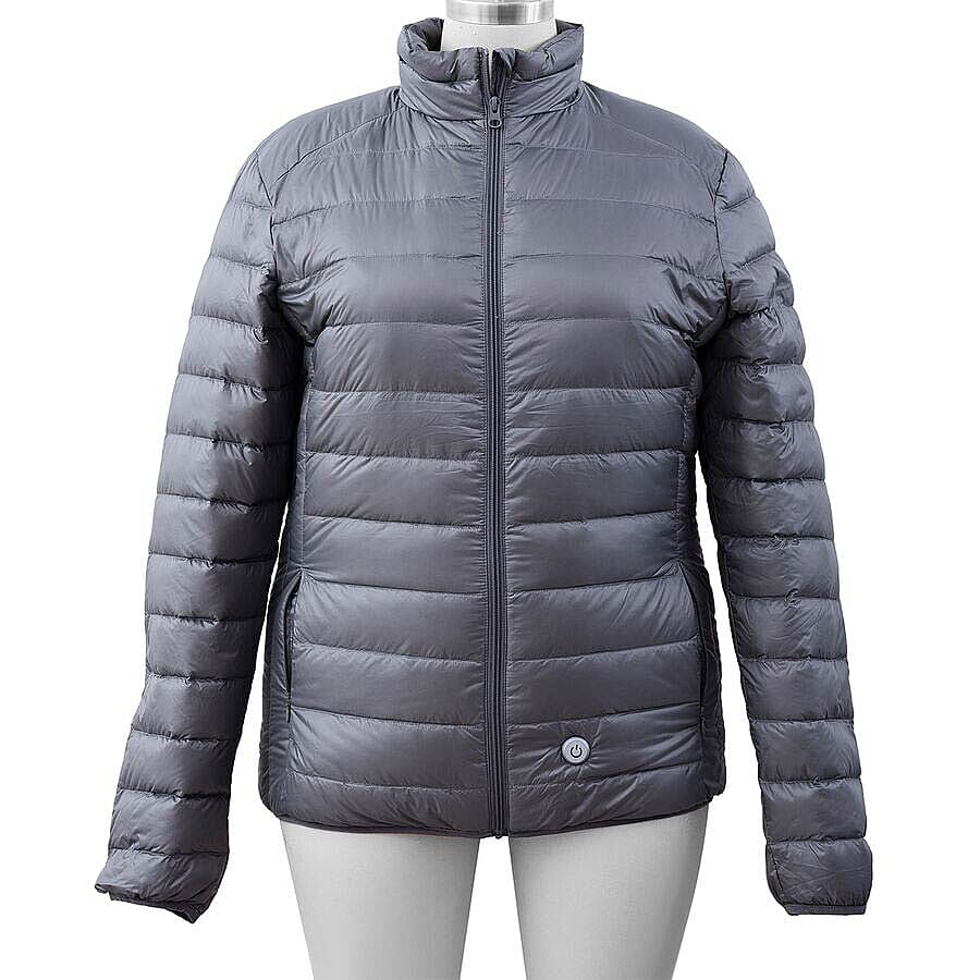 Heated Puffer Jacket with 3 Heat Settings (Size L) - 90% Duck Down And 10% Duck Feather - Black