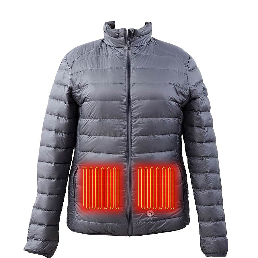 Heated Puffer Jacket with 3 Heat Settings (Size L) - 90% Duck Down And 10% Duck Feather - Black