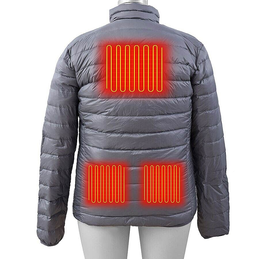 Heated Puffer Jacket with 3 Heat Settings (Size L) - 90% Duck Down And 10% Duck Feather - Black