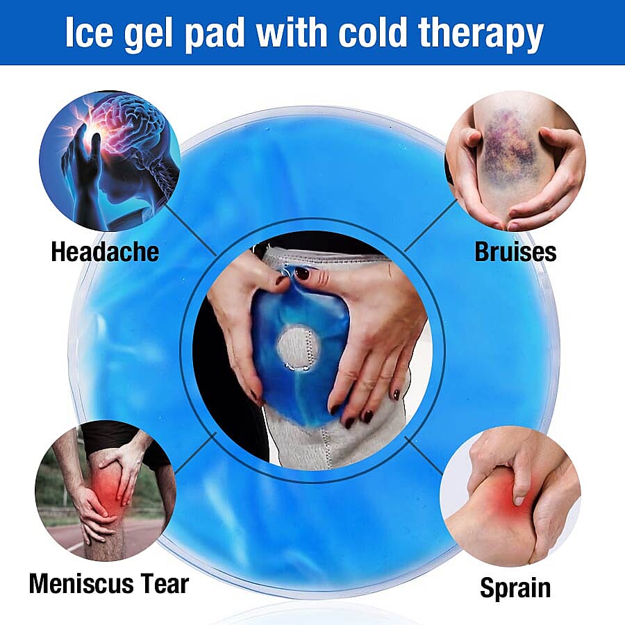 2 in 1 USB Powered Heated Knee Belt with Ice Gel Bag and 3 Heat Setting with Low Voltage (Size 52x28 Cm) (Power Bank, Adapter or USB not Included) - Silver