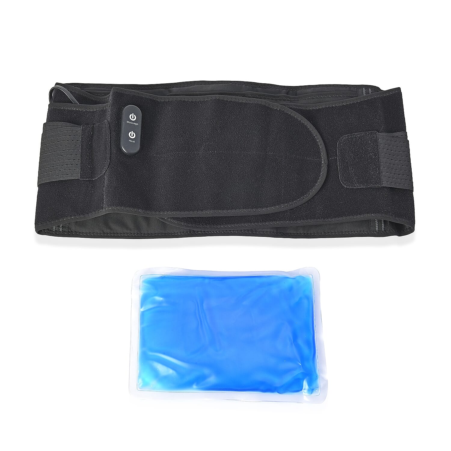 3 in 1 USB Powered Heated Waist Belt with Ice Gel Bag, (Power Bank or Adapter not Included) - Black