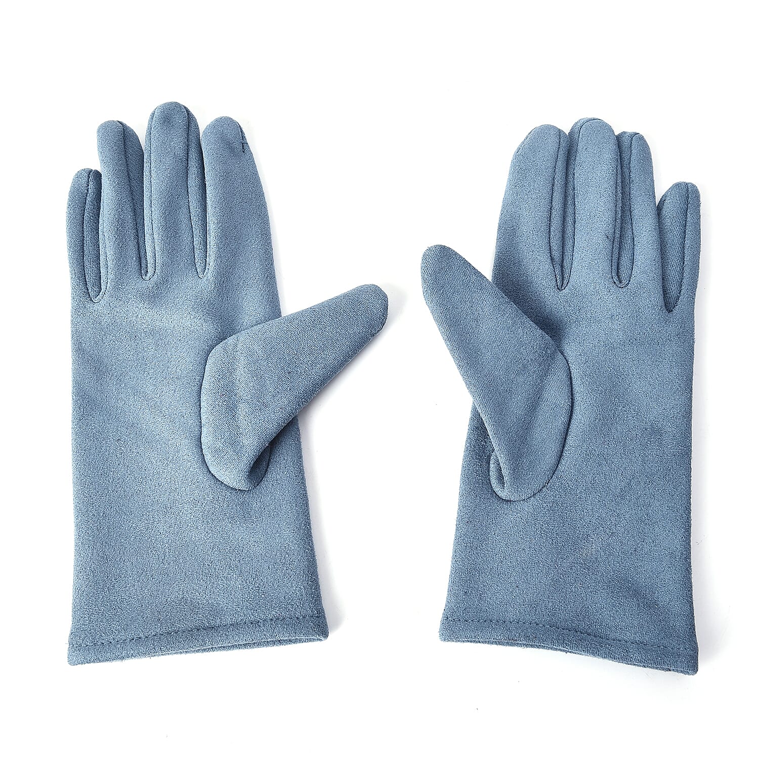 Solid Colour Women Winter Gloves with Star Embroidery on the Wrist (Size 8.9x22.9 Cm) - Blue