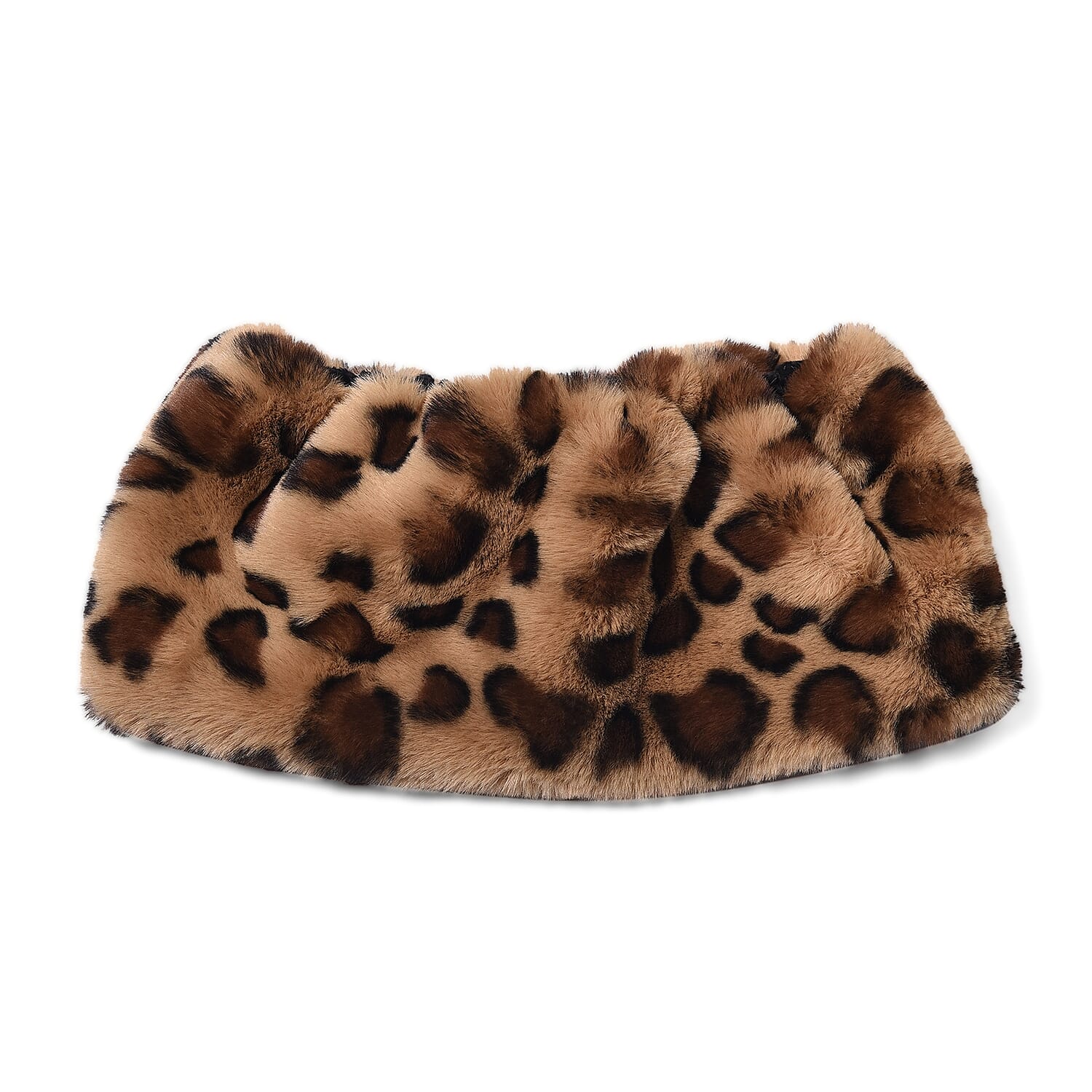 Leopard Pattern Faux Fur Warming Headband (Size 12x30 Cm) - Black and Brown