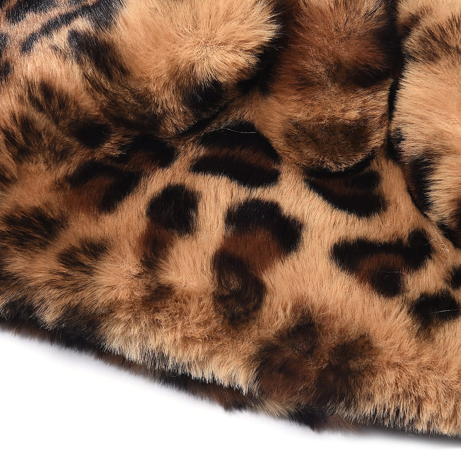 Leopard Pattern Faux Fur Warming Headband (Size 12x30 Cm) - Black and Khaki