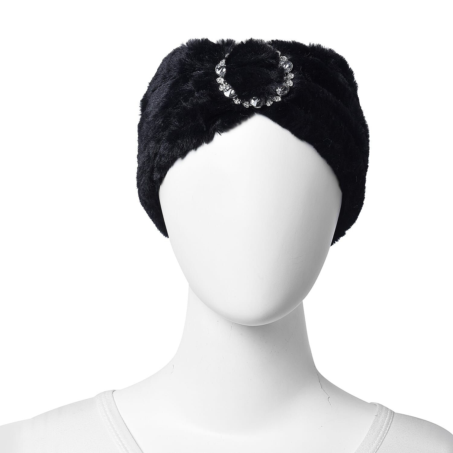 Bowknot Design Faux Fur Headband (Size 10x55 Cm) - Black
