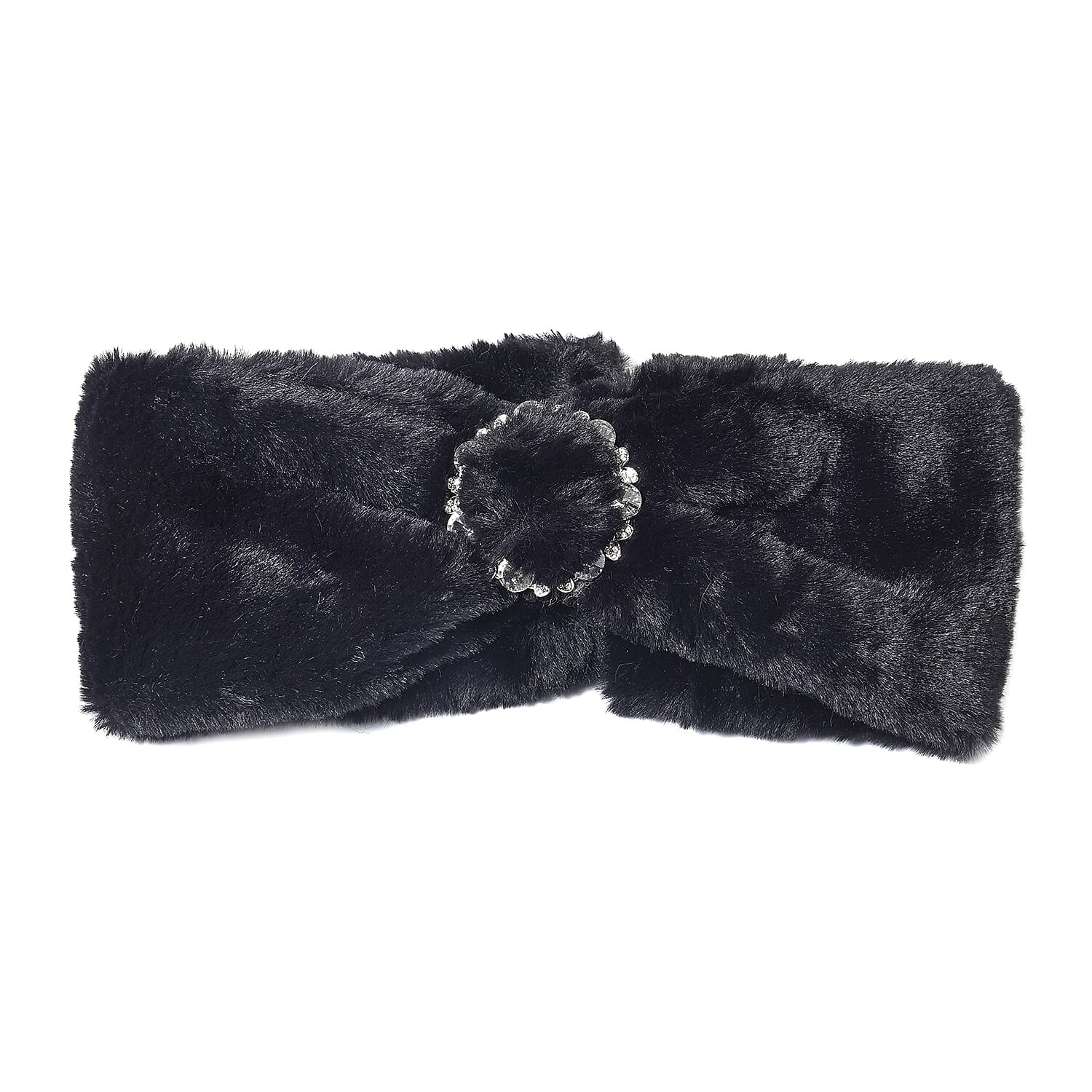 Bowknot Design Faux Fur Headband (Size 10x55 Cm) - Black