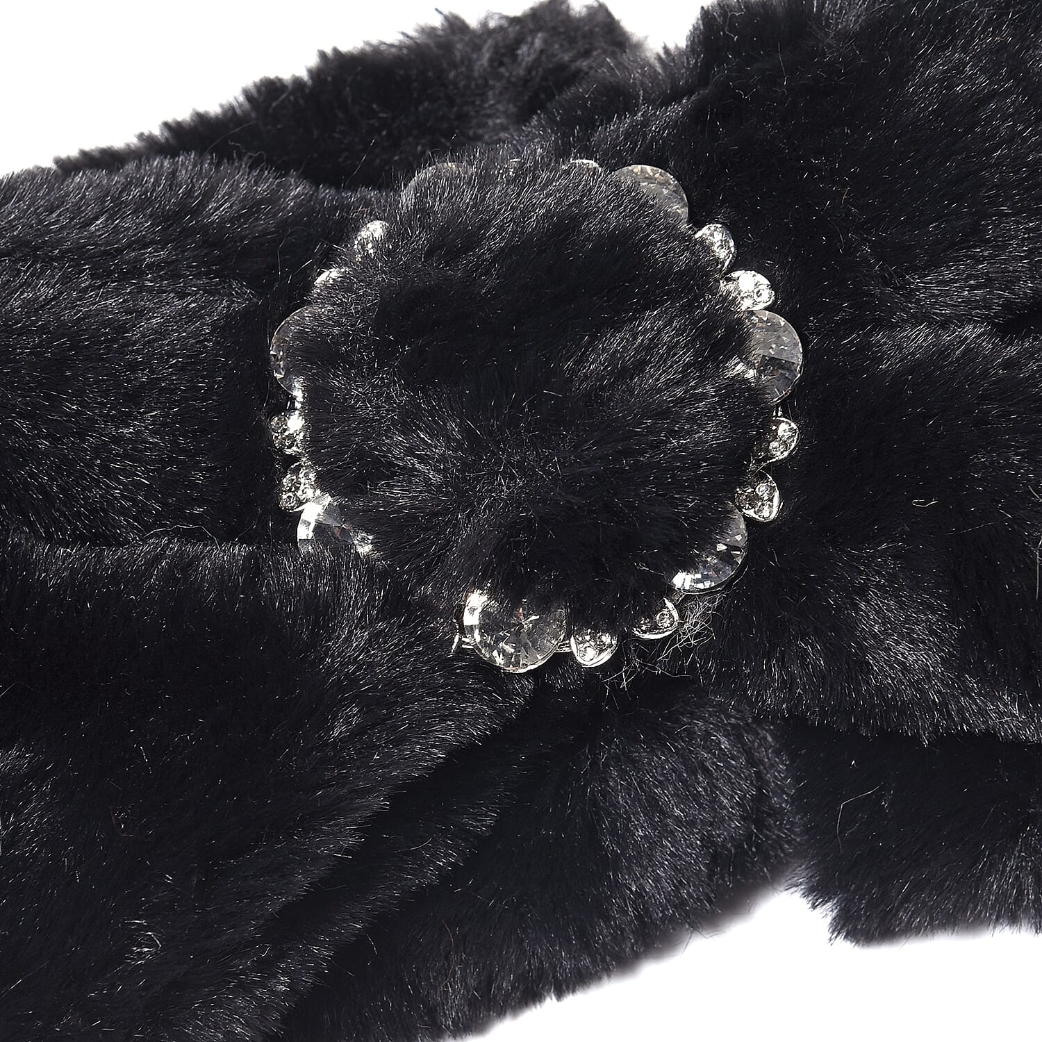 Bowknot Design Faux Fur Headband (Size 10x55 Cm) - Black