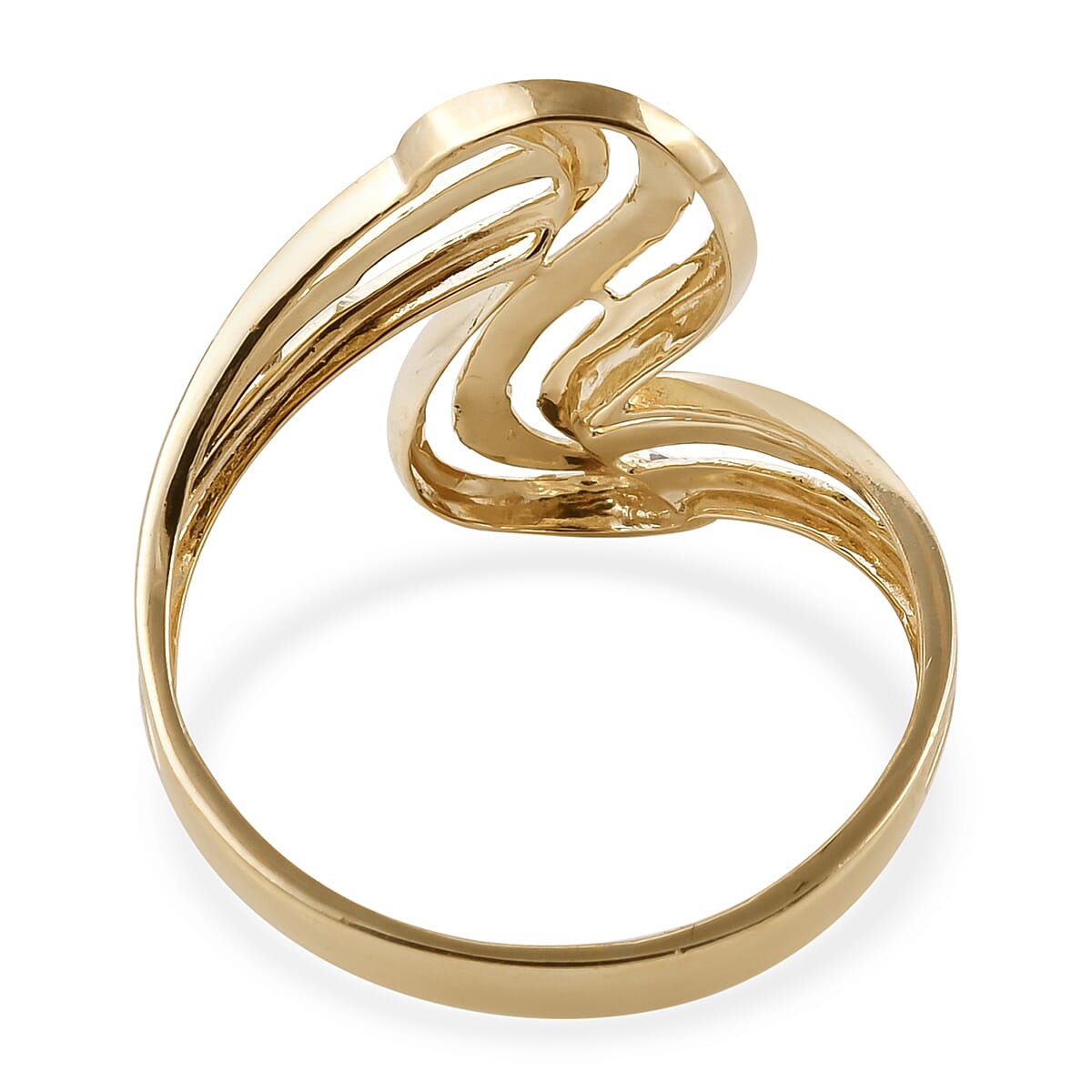 Royal Bali Collection 9K Yellow and White Gold Diamond Cut Ring