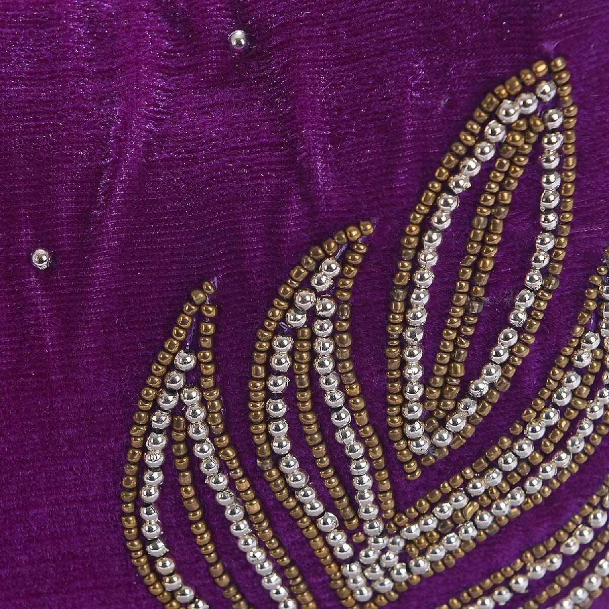 Weaved Embellishment Velvet Fortune Cookie bag (Size 16.51x24.13 Cm) - Purple