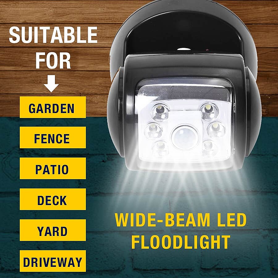 Rotating Wireless LED Porch Light with Built-in Motion and Photo Sensor and Three Light Modes (Size 14x14x14.3 Cm) - Black (4xC Battery not Included)