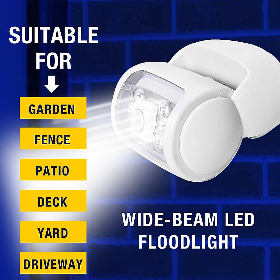 Rotating Wireless LED Porch Light with Built-in Motion and Photo Sensor and Three Light Modes (Size 14x14x14.3 Cm) - White (4xC Battery not Included)