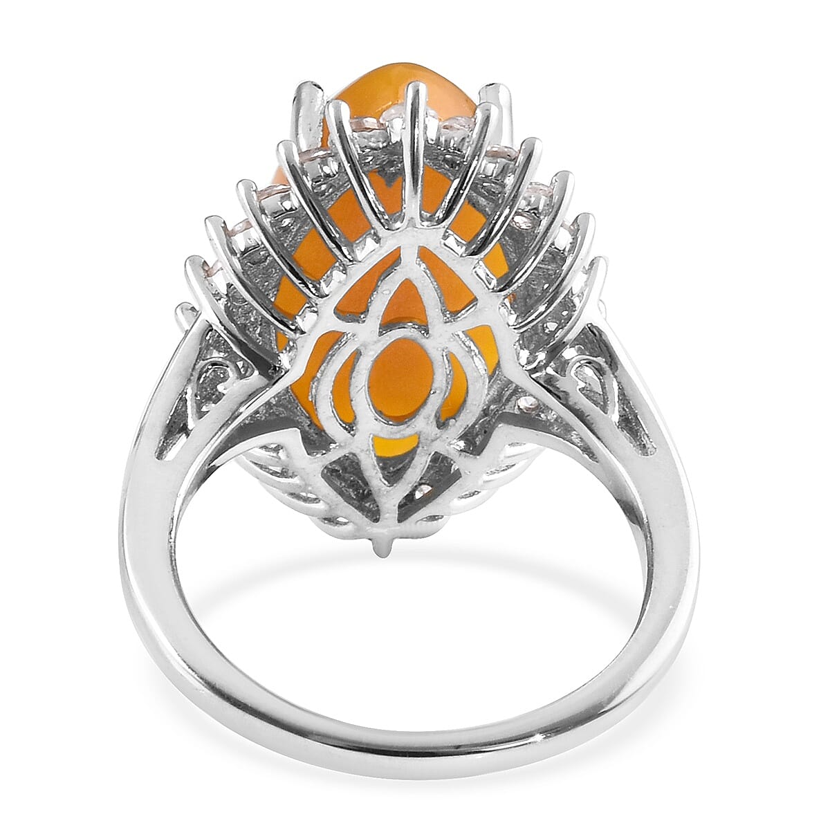 Yellow Jade (Mrq 20x10 mm), Natural Cambodian Zircon Ring in Platinum Overlay Sterling Silver 10.50 Ct.