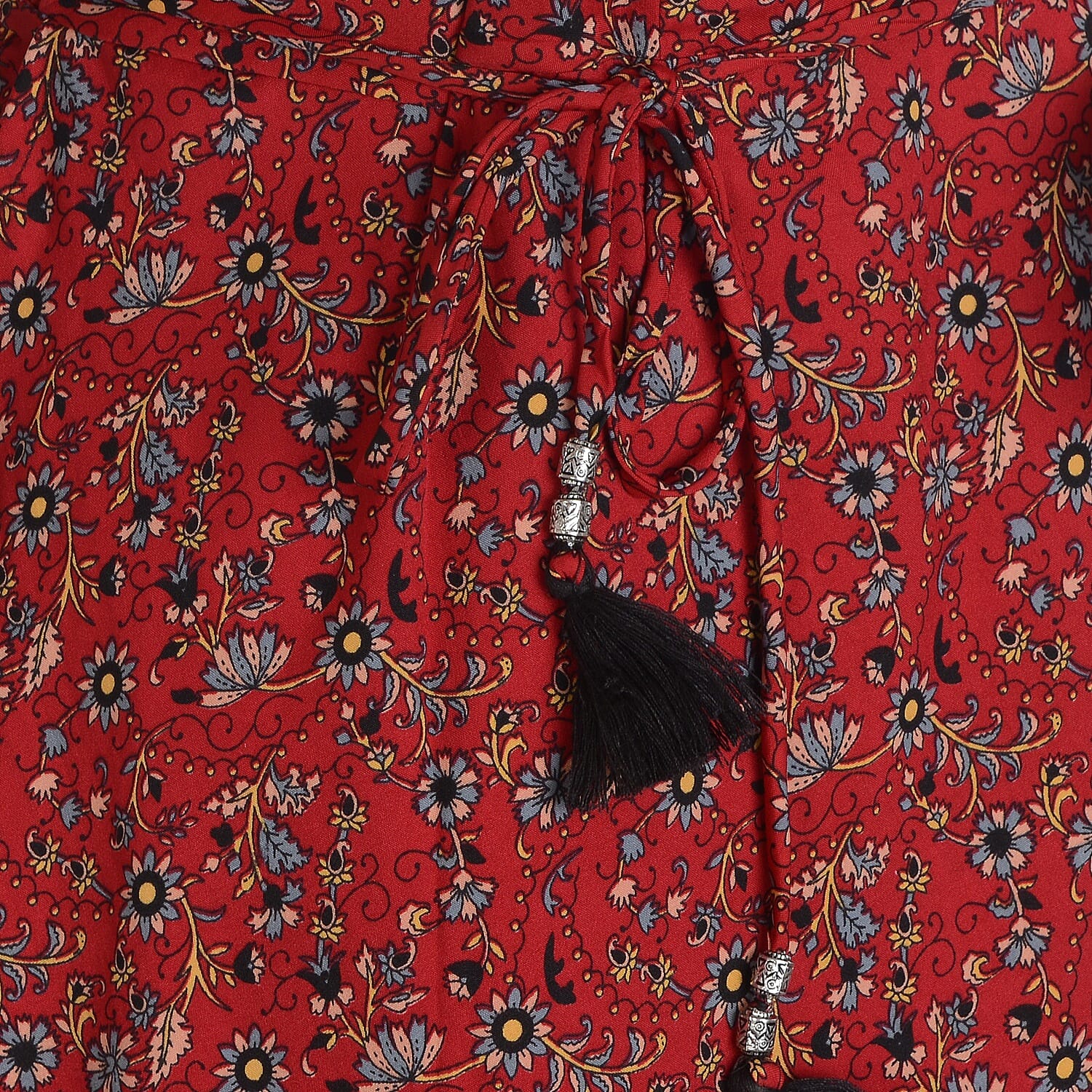 Screen Printed Red Colour Wrap Dress (Size XL/XXL)