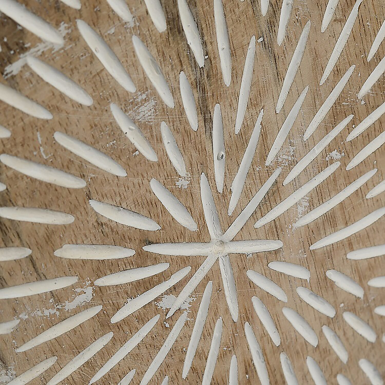 NAKKASHI - Solid Wood Hand Carved Table Lamp in Antique White Finish (Lamp Shade Included)