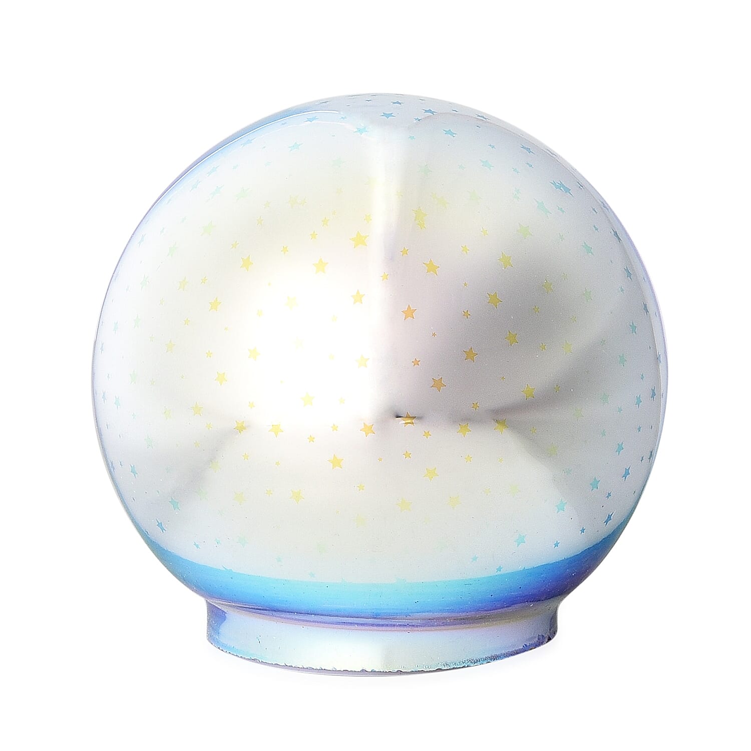 Home Decor - Silver Colour 3D Glass Multicolour LED Lamp (Size 12x12 Cm) - Star (3xAAA Battery not Included)