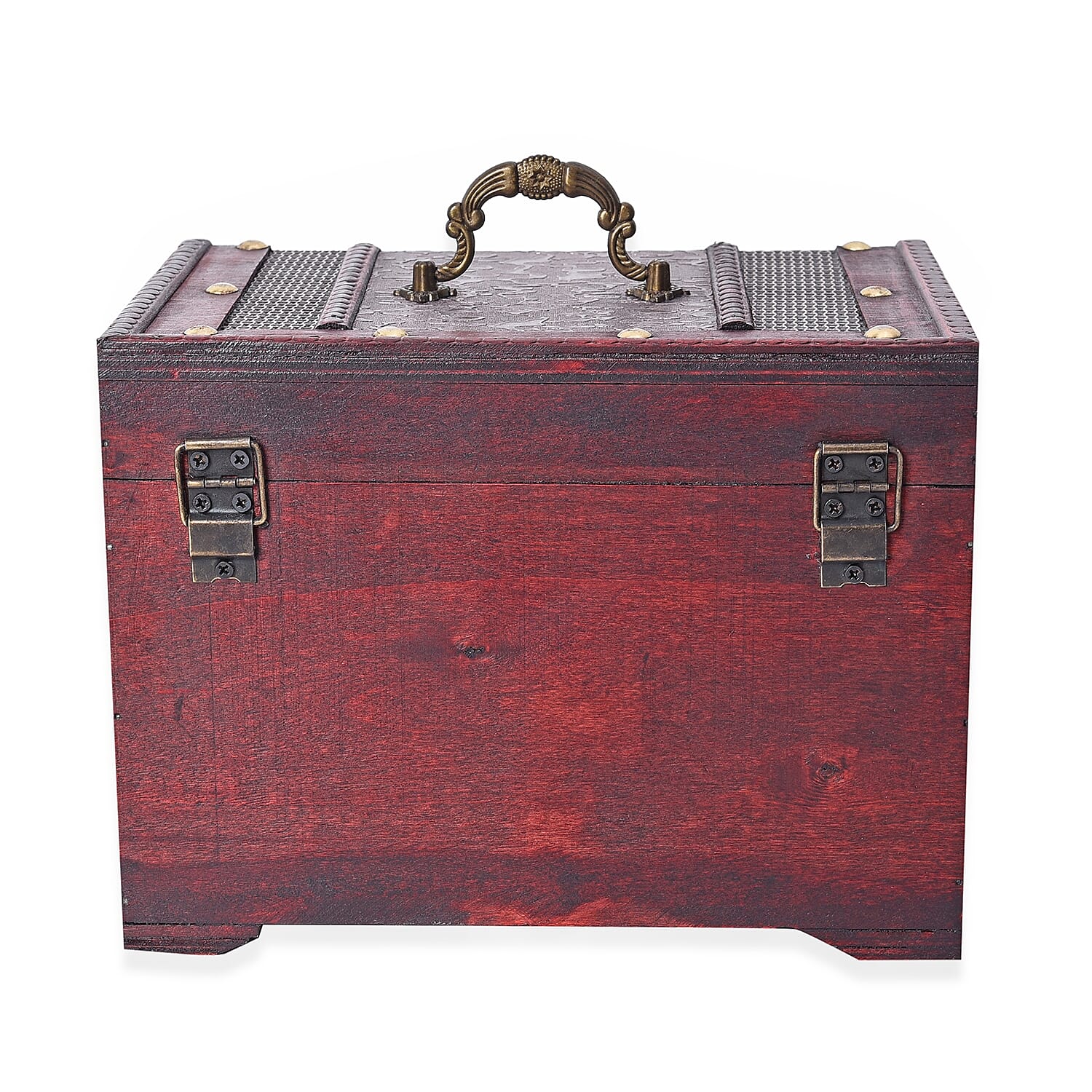 Silver Waves Embossed 3 Layer Jewellery Box with Inside Mirror, Top Removable Tray and a Pull-out Drawer (Size 22x17x16 Cm)